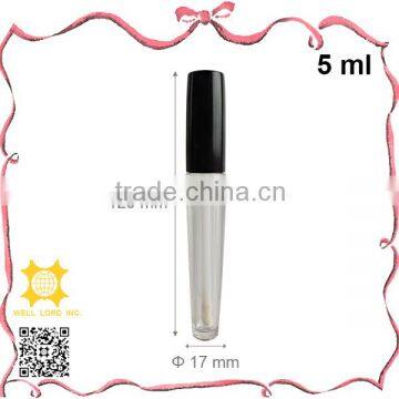 5ml small size black cap easy carry clear plastic lip gloss