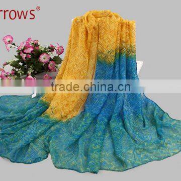 Gradient Color Simple and Fancy Voile Stoles Scarf Shawls for Women Ladies Girls All Year Applicable photo-4