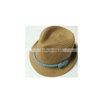 wholesale fashion fedora natural straw hat customized with check band