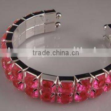 highly salable 2 row spring cuff rhinestone bracelet