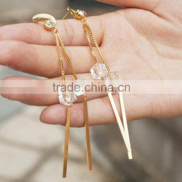 Wholesale fashion long cubic zirconia earrings for girls