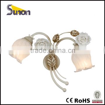 SB1066-2 Europe style wrought iron glass shade antique wall lamp/bedroom decorating/wall light