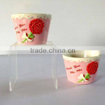 Ceramic with Carnation flower Decal Ceramic pudding bowl