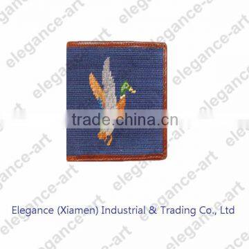 Customized Bi-fold Wallets Duck Needlepoint Wallets for Light Navy