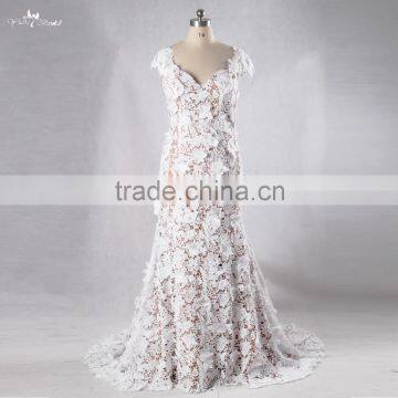 RSW972 Bohemian China Custom Made Picture Of Latest Gown Designs Venice Lace Mermaid Wedding Dresses