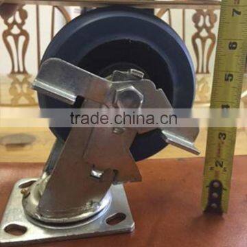 6 inch heavy duty rubber swivel caster wheel with brake