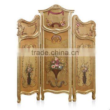 Luxury Gold Painting Folding Screen Antique Wooden Curio Floor Screens Classical Furniture Decorative Screen
