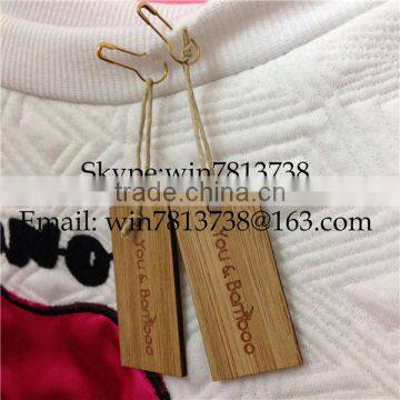 Natural Bamboo Garment Hand Tag For Clothing Engraved Wooden Hanger With Golden Pin High Quality Custom-Made Clothing Tag