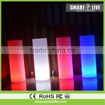 Bar glowing cylindrical pillars furniture tables and chairs, led lighting bar furniture