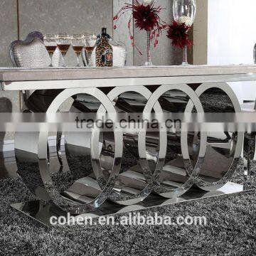 Audi Symbol Base Marble Top Dining Table Set/dining Table and Chairs With Stainless Steel Furniture and Restaurant Furniture photo-2
