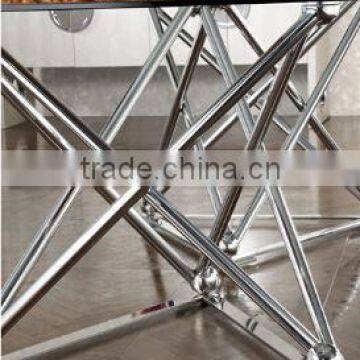 Glass Top Stainless Steel Base Dining Table and Chair AH126 photo-6