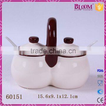 White Ceramic Decal Desgin Tableware Gravy Boat Set photo-3