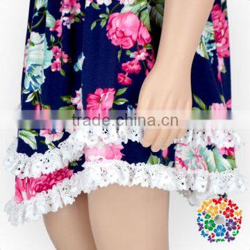 Summer Flower Girl Dresses Navy Floral Designer One Piece Party Dress photo-5
