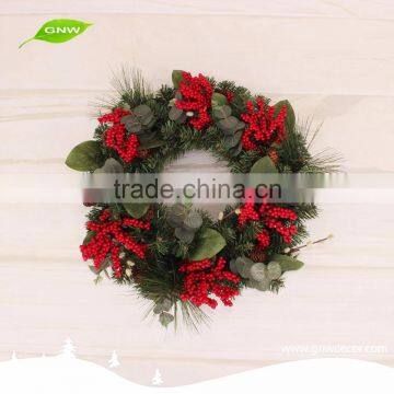 GNW CHWR-1605042 Customized Promotional green PE Christmas Wreath for window hanging decoration