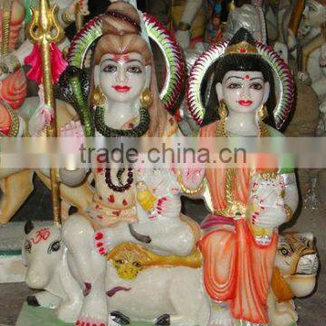 White Marble Stone Shankar Parvati Statue