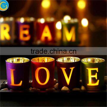 Set of Glass Candle Holders With Words photo-6