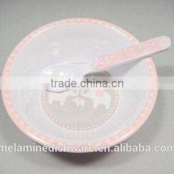 High quality custom children set melamine round bowl and rice spoon