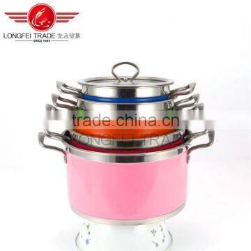 Hot Selling 5pcs Colorized European Stainless Steel Soup Pot kitchen cookware