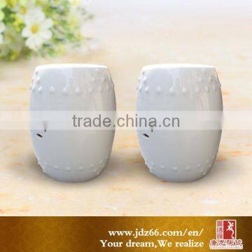 Butterfly Patterns White Ceramic Drum Stools photo-4