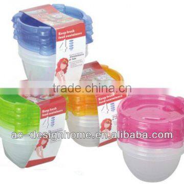 3 PCS FUCHSIA, TURQUOISE, LIME GREEN, ORANGE 0.89L ROUND PP PLASTIC FOOD CONTAINER