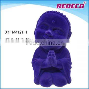 Resin buddhist monk statue with flocking