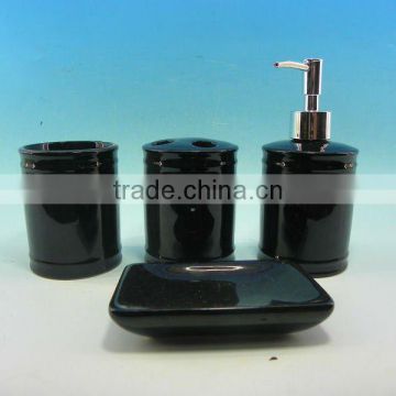 Black design of 4pcs ceramic bathroom set