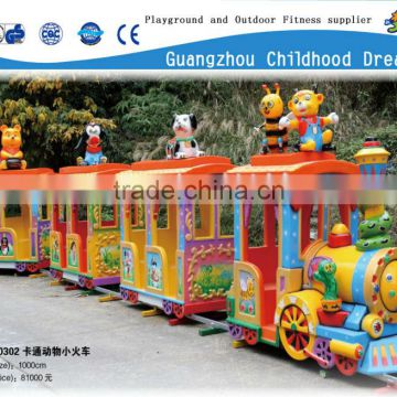 (HD-10302 )Cartoon Baby Face 8 Seats Fiberglass Train , play land park amusements rides electric train for sale speed train