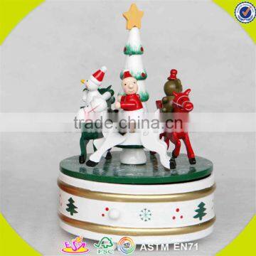 wholesale baby wooden carousel horse music top fashion kids wooden carousel horse music box W07B011C