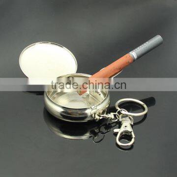Wholesale Stainless Steel Pocket Portable Mini Keychain Keyring Round Cigarette Ashtray photo-2