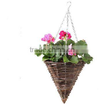 Rattan Cone Hanging Basket Planter 30cm