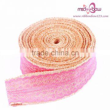 Natural Jute Burlap Hessian Ribbon With Lace Trims Tape Rustic Wedding Craft photo-6