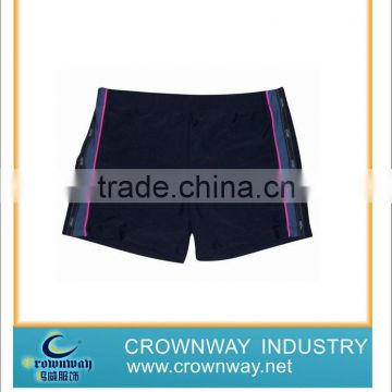 Mens swim trunks with printed binding on the sides