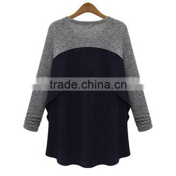 Competitive Price Good Quality Factory Direct Contrast Color Round Neck Asymmetrical Women Different Types of Blouse Designs photo-3