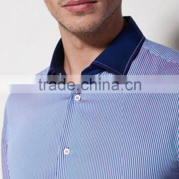 New Design Contrast Fabric Made to Measure Cotton Slim Men Shirt BSZ0077 photo-3