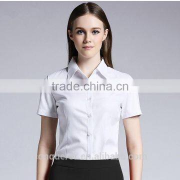 Ladies Fashion Short Sleeve Work Shirt Cotton Shirt