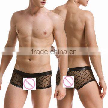 Custom 2016 Rushed Cuecas Mens Underwear Men's Sey Plaid Fishnet Boer Gay Bar Performance Boers Mesh Transparent Underwear photo-2