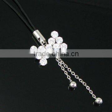 fashion metal mobile charm, Korea crystal cell phone accessories, promotion gift mobile accessories