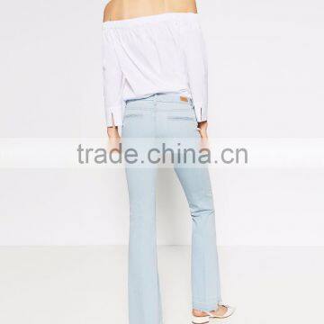 Bell-bottom Top Design Jean Trousers In Black Acid Ladies Jeans photo-4