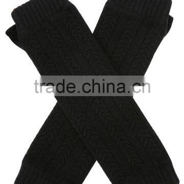 Cable Knit Long Cashmere Fingerless Gloves Lady Arm Warm Gloves photo-4