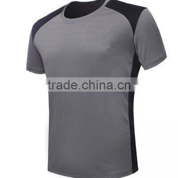 Polyester Short Sleeve Gym Quick Dry Stringer Blue White T-shirt photo-2