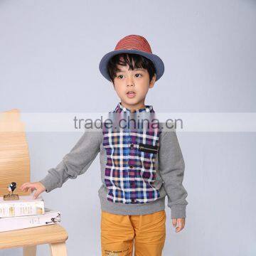 Latest Summer Soft Cotton Plaid Boys Long Sleeve Polo Shirt With Grey Collar Children Clothing photo-4