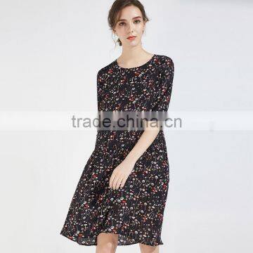 Z&M Lady's 2017 New Fashion Dress Women's Silk Dress Floral Dress Dress photo-5