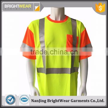 Contrast short sleeve reflective safety T-shirt meet ANSI 107-2010