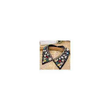 luxury rhinestone false collar handmade beaded neckline