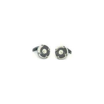 Highly polished Carbon Fiber Cufflinks IP Black with 316L / 304#