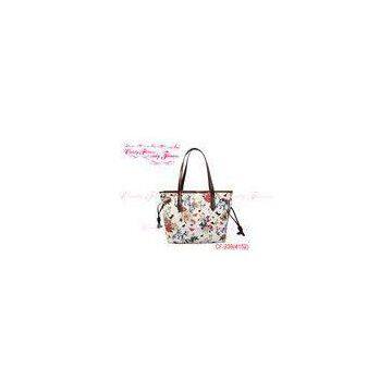 White Cloth floral print tote bag / Ladies Large Handbags Multi function