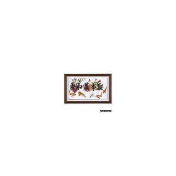 Y09052806 China Wind Style Fishes Peony Bamboo Calligraphy Cross Stitch -As The Picture