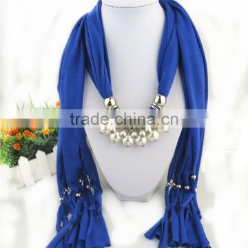 8 Colors Scarf With Pearl Jewelry Decorative Scarf Knitted Women Shiny Pashmina