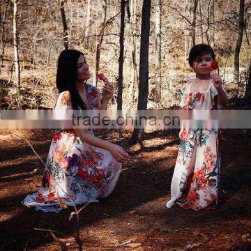 Mommy and me Maxi Dresses Chiffon Flower Print Ladies Dresses for Women photo-5