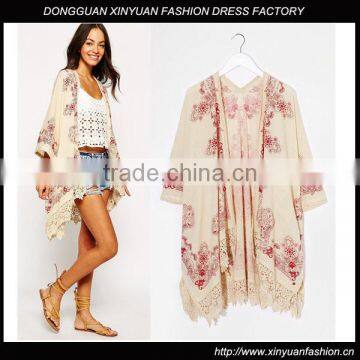 Womens Open Front Cotton Fshion Printed Poncho